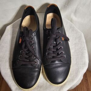 Ecco Danish Design Black Leather Lace-up Sneakers sz 39 / 8.5 Women's